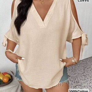 SHEIN Cream Cold Shoulder Blouse